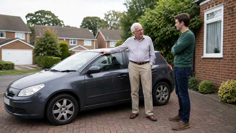 Illustration for: Can I insure my elderly parent's car even though the car is registered in their name?